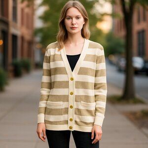 Premier Collection Merino Wool Blend Shimmer Long Cardigan Sweater S